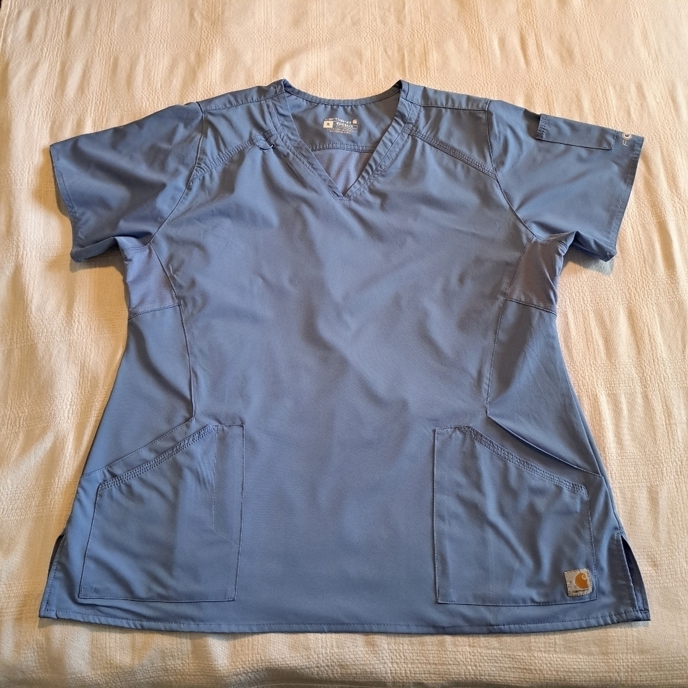 Carhartt mens or womens size XL ceil blue scrub top EUC